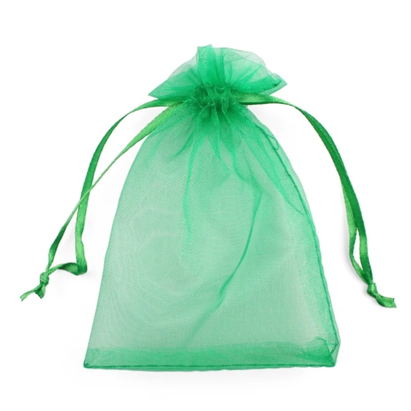 Solid Color Organza Gift Bags - Mesh Tulle Fabric Pouches for Weddings and Events (50/100pcs)