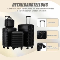 Ensemble de valises HOUSE SPOLE ABS avec serrure à combinaison et roulettes pivotantes à 360 degrés, avec trousse de toilette 6