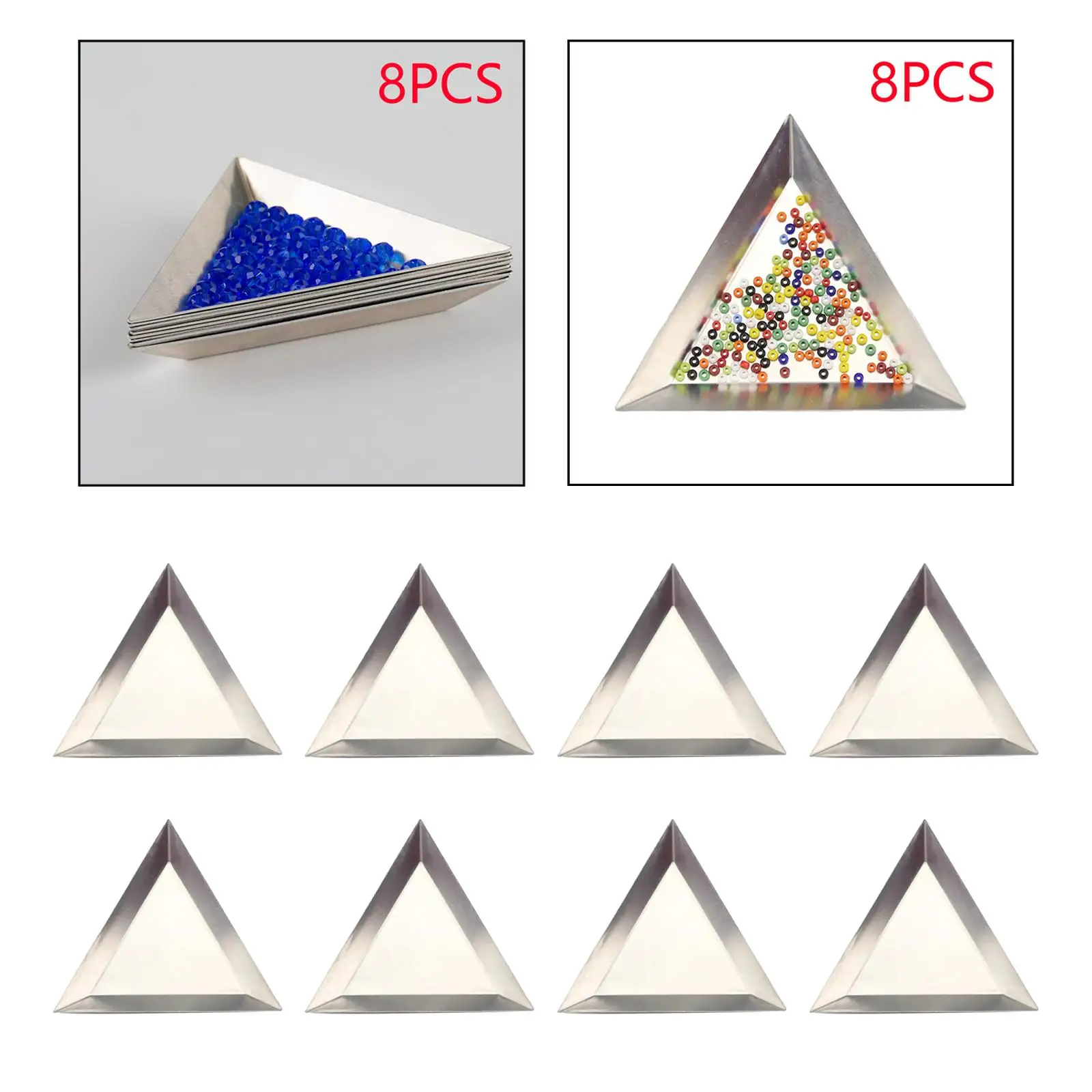 Triangle Sorting Trays, 8 Pieces Sequin Rhinestones Tray Triangle Sorting Storage Plates Art Tray for Craft and DIY Needs