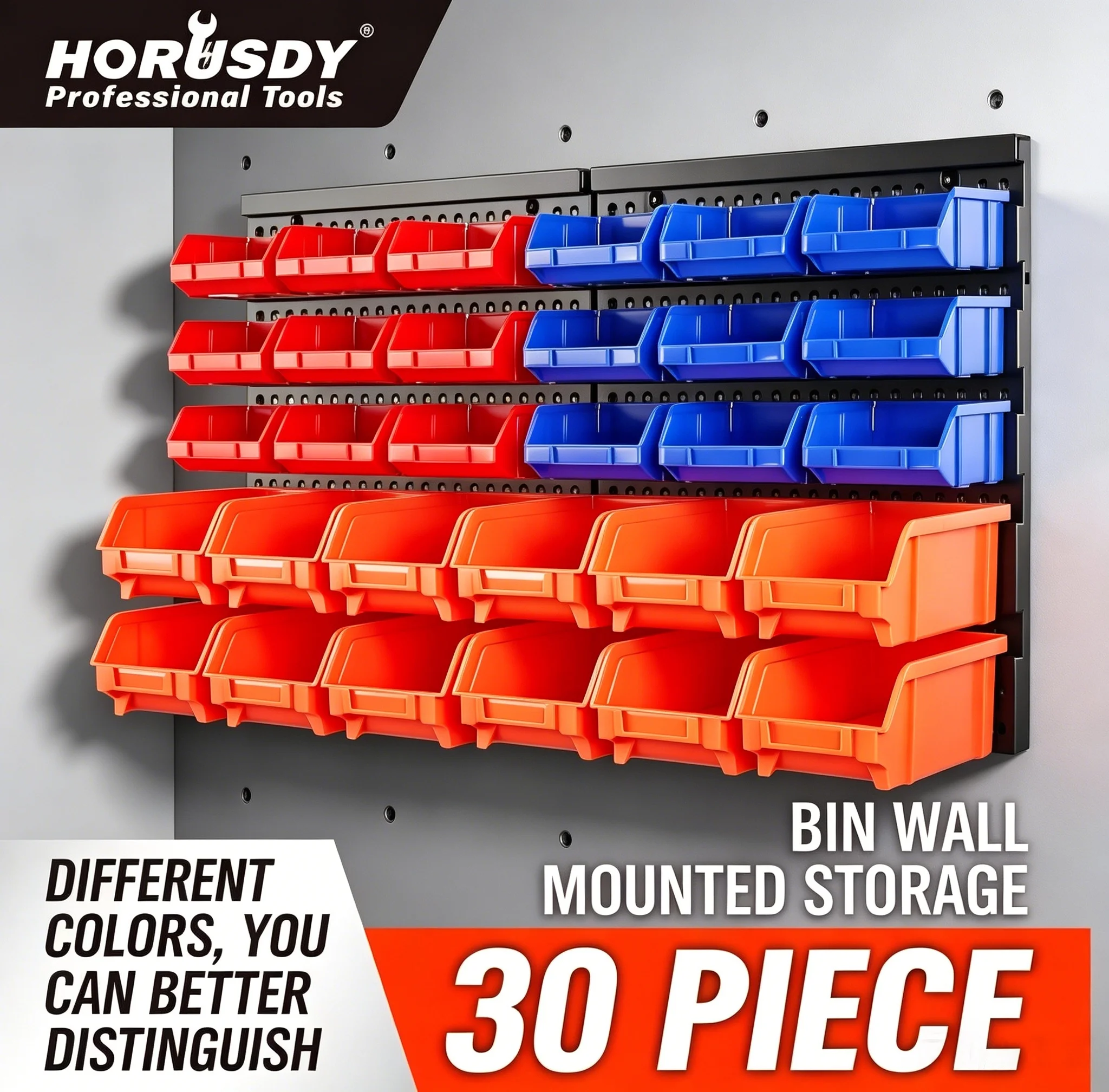 HORUSDY 30Pc 부품 보관함 벽걸이형 도구 정리함 보드 트레이 랙 워크샵..