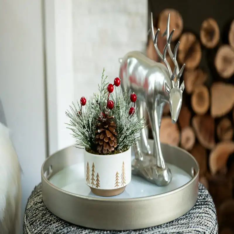 

Белый керамический горшок с рисунком дерева заднего вида, Xmas Mix in 4,25