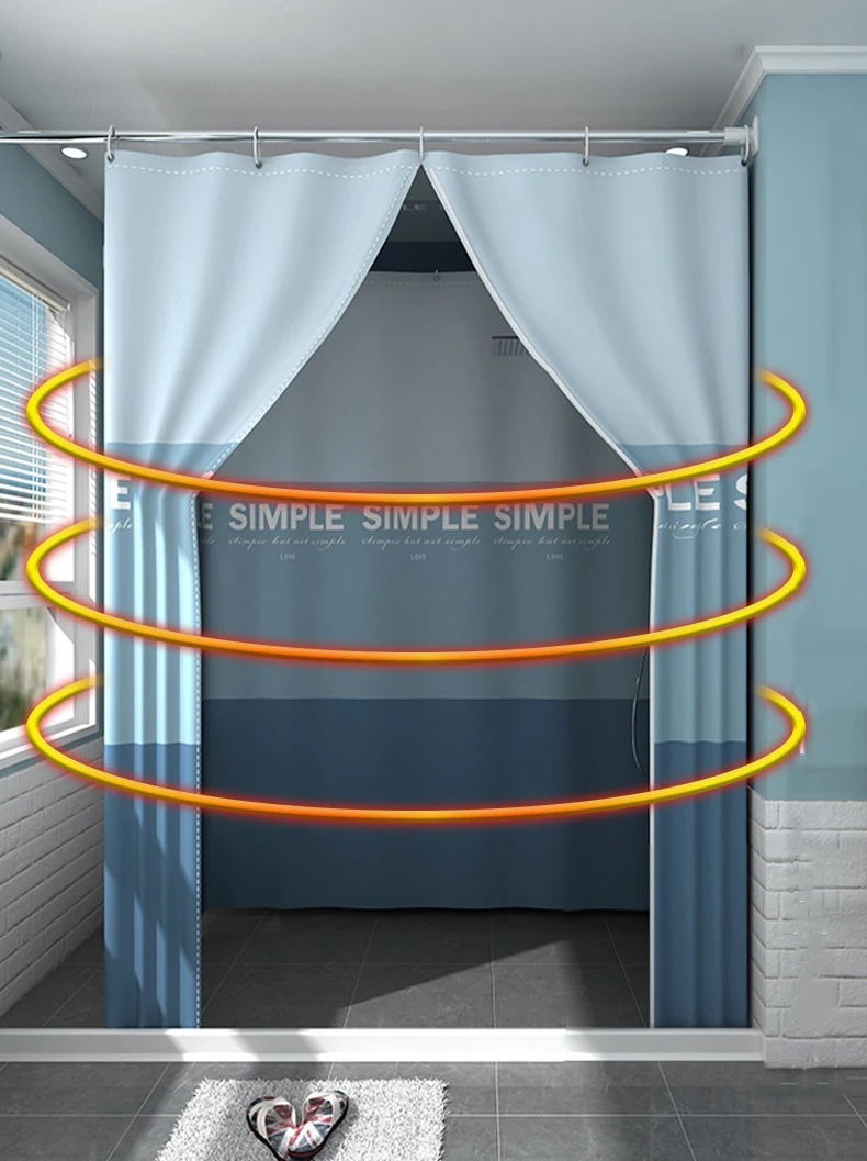 Aqumotic Full Cover Shower Curtain with Top Rectangular Bath Cover Bathing Outdoors Fully Enclosed Warm Bathroom Tent No Pole