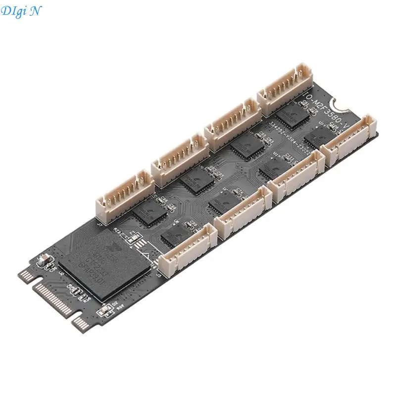 새로운 M2-8 포트 RS232 직렬 확장 카드 라이저-어댑터 지원 NVME B+M 키 고성능 칩 EXAR 17V358 R2LB