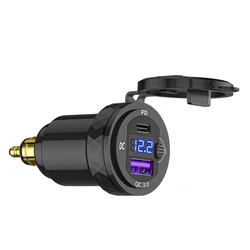 High-Speed Dual USB Motorcycle Charger with Power Switch (Black)