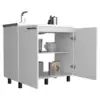 Napoles 2 Utility Sink with Cabinet, Stainless Steel Countertop, Interior Shelf White 5
