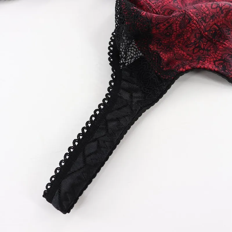 plus size bra and panty sets Beauwear Sexy Lace Lingerie for Women Plus Size Bra Set Floral Print Underwire Bralette with Breathable Ultra Thin Panty Brief underwear set