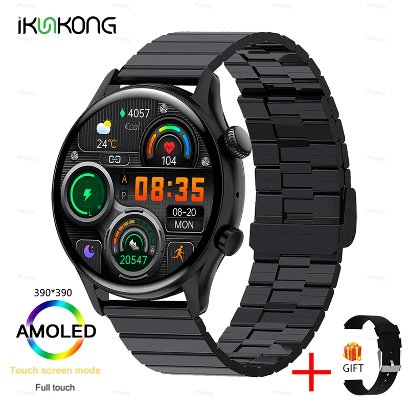 2022 New AMOLED Smartwatch Mens 1.36 inch Screen Support Always On Display Watches Waterproof Sports Fitness Tracker Smartwatch 