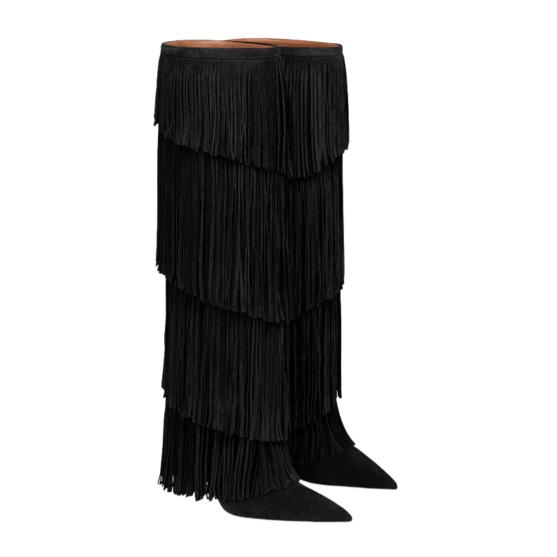 Sarah Retro Tassels Knee-High Boot - Image 4