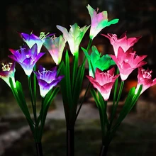 

4 LED Solar Power Lily Flower LED Lights Garden Path Luminous Lamps Solar Power Outdoor Yard Lawn Path Wedding Lights
