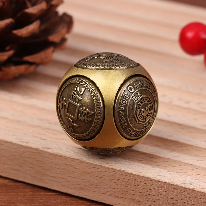 Six faced Four Blessing Luck Money Fidget Spinner Brass Stress Relief Cube Decompression Ball Adult Fidget Toys Crafts
