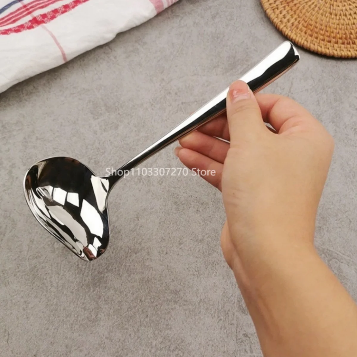 2Pcs Stew Dipper Soup Long Handle Duck Mouth Shaped Spoon Kitchen Ladle Tableware Scoop Stainless Steel stainless steel spoon,soup spoon
