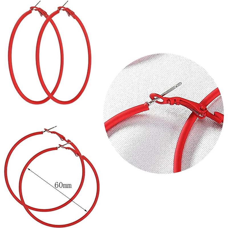 80s 90s Retro Colorful Star Hoop Earrings - Neon Big Hoop Dangle Earrings For Women