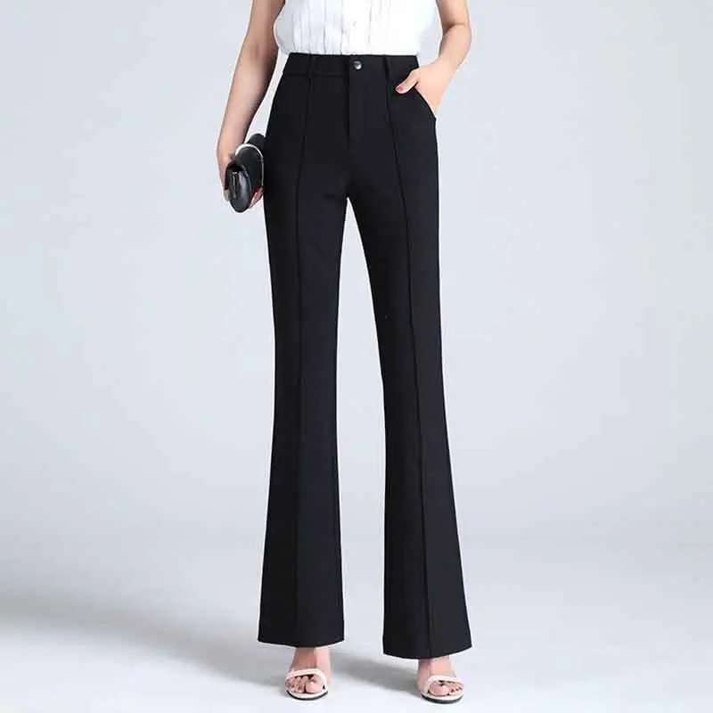 Pantalon évasé taille haute pour femme, tenue d'affaires amincissante, vêtements polyvalents, mode décontractée, blanc, printemps, automne