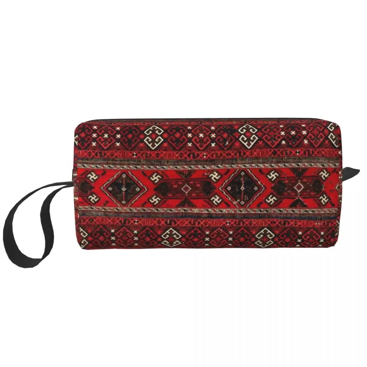 

Baluch Flatweave Travel Cosmetic Bag for Women Turkish Kilim Ethnic Art Makeup Toiletry Organizer Lady Beauty Storage Dopp Kit