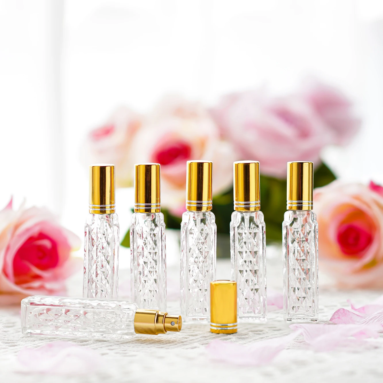 

H&D 12pcs Glass Bottle Perfume Atomizer Refillable Spray Empty Perfume Bottles Fine Mist Atomizer Cosmetic Container ,10ml