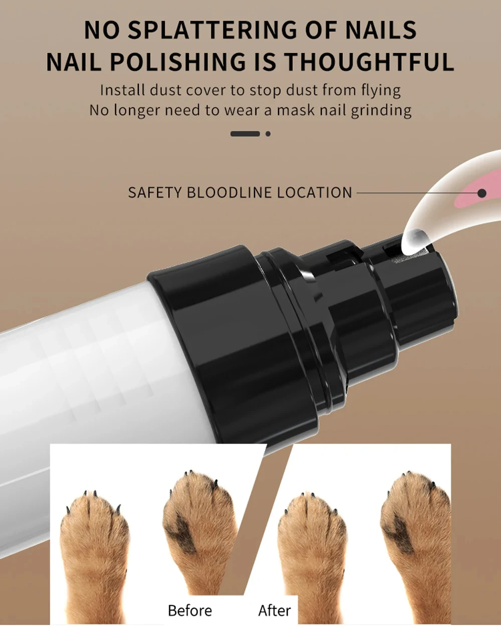 USB Rechargeable Electric Dog Nail Grinder Clippers for Dog Nail Grinders Pet Quiet Cat Paws Grooming Trimmer Tools pet nail clipper pet nail grinder