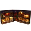 DIY Book Nook Wooden Miniature Model Kit Chinese Food Street Casa Bookend 3D Puzzle With Light Bookshelf Home Decor Friends Gift 1