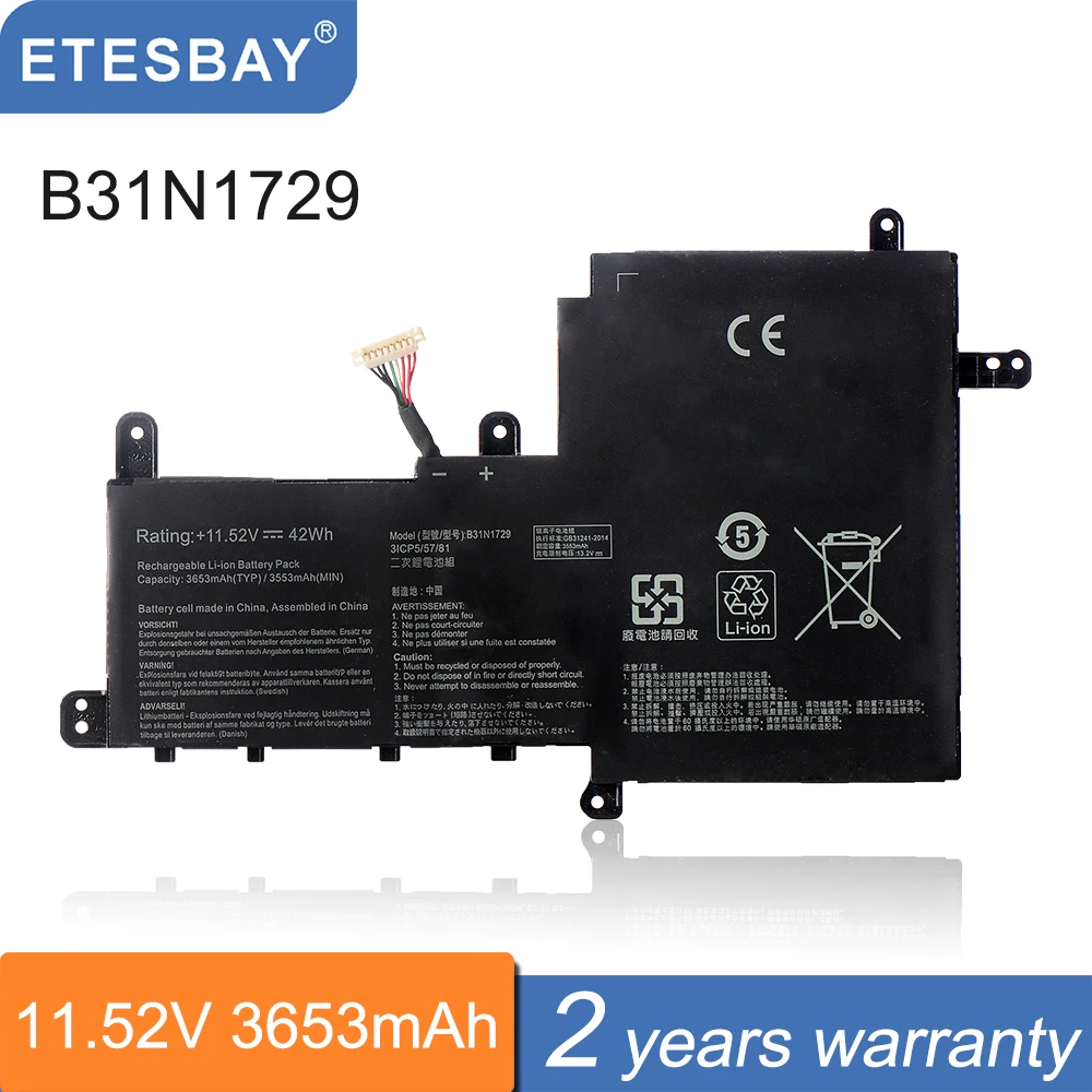 

ETESBAY B31N1729 Laptop Battery For ASUS VivoBook S15 S530 S530F S530FA S530FN S530UA S530UF S530UN X530FN X530FN-1A S5300F 42WH