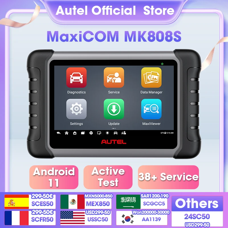 Autel MaxiCOM MK808 MK808S OBD2 Scanner Automotivo strumento diagnostico per auto OBD 2 Scanner lettore di codici di prova attivo strumento di codifica chiave