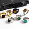 91204-4e7905.jpg Bague élégante en pierre naturelle carrée pour homme, bague signet en acier inoxydable étanche, cadeau d'anniversaire pour lui, papa