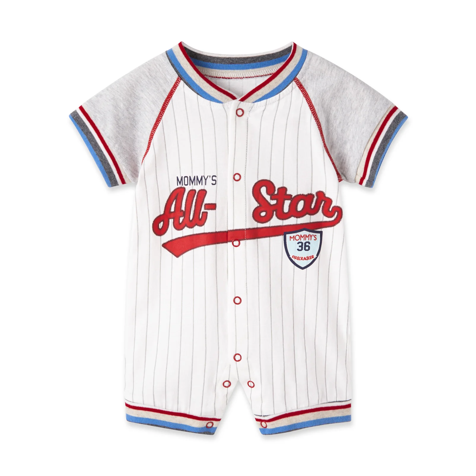 

pureborn Baby Boy Baseball Romper Short Sleeve Jumpsuit Cotton Shortall Summer One-Piece Outfit for Infant Boys