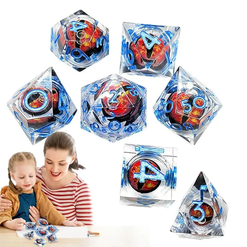 

Многогранные Игральные Кости Дракона 7 шт., игральные кости с острыми краями, набор износостойких игровых аксессуаров для ролевых игр, настольные игры