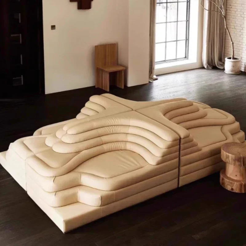

Mid-Ancient Terrace Leather Sofa Designer Special-Shaped Hill Commercial Creative