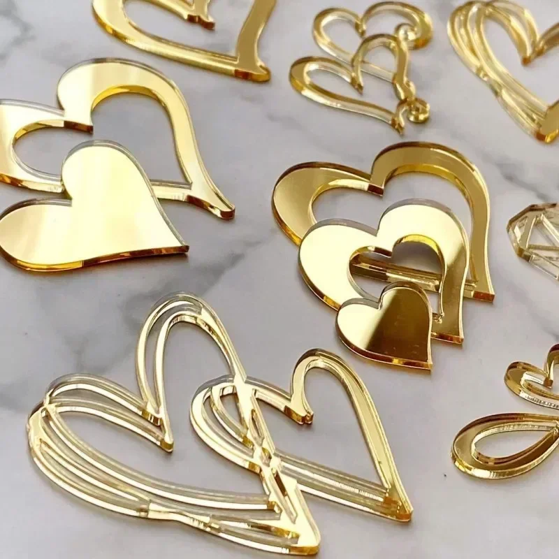 10Pcs/set Ins Style Love Heart Acrylic Cake Topper Birthday Valentine's Day Cake Decoration Wedding Side Acrylic Insert