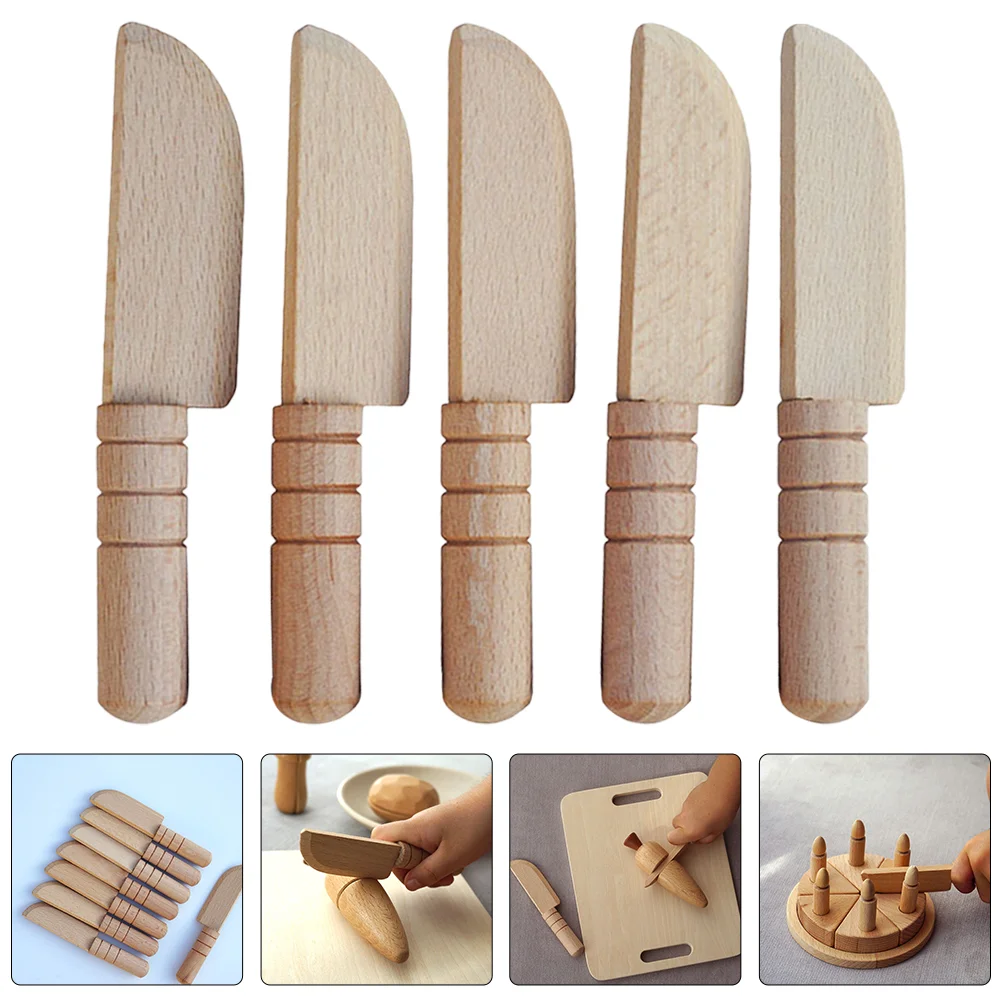 

5 Pcs Simulated Wooden Knife Kids+toys House Parts Early Education Knives for Kitchen