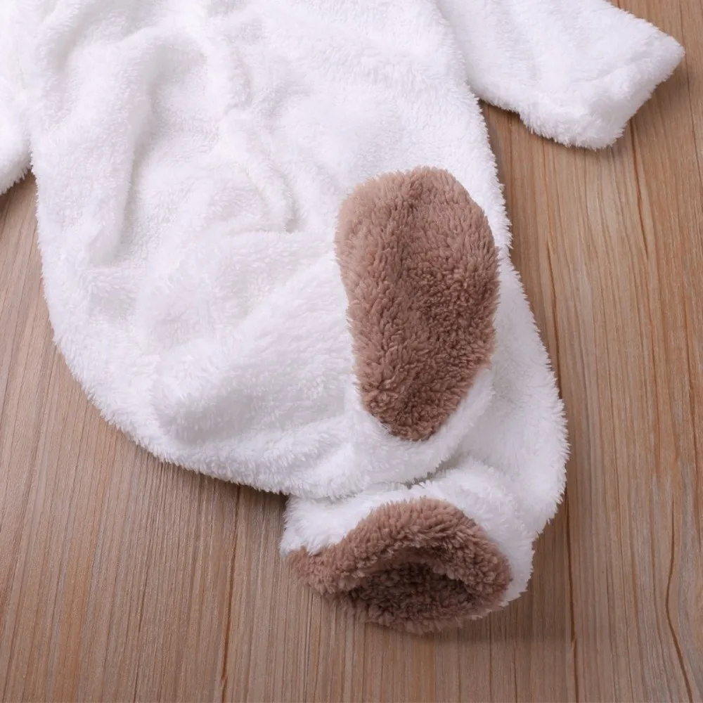 Cute Warm Baby Jumpsuits Hooded Long Sleeve Infant Rompers 3-6 Months Newborn Onesie Autumn Winter