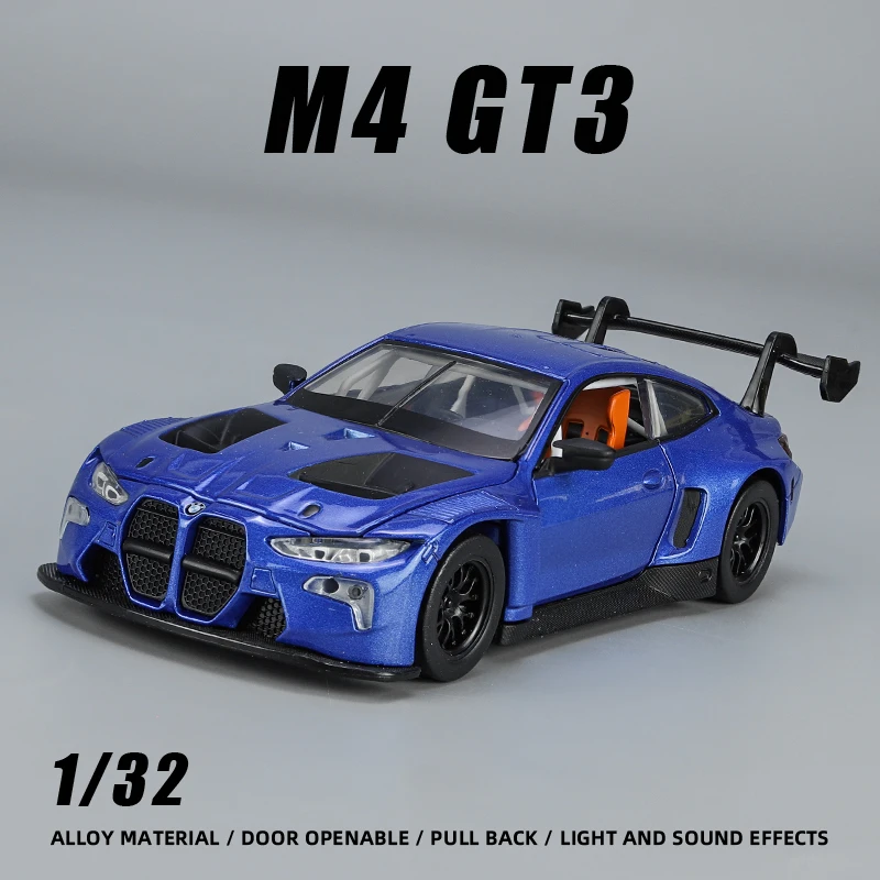 1:32 M4 GT3 Supercar Alloy Model Car Toy Diecasts Metal Handicraft Vehicle Casting Sound and Light Collector Toys Children Boys welly 1 24 lamborghini lp5000s countach supercar alloy car model diecasts