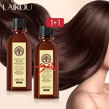 LAIKOU 모로코 아르간 오일 1 + 1 헤어 케어 수리 건조 손상 치료 60ml