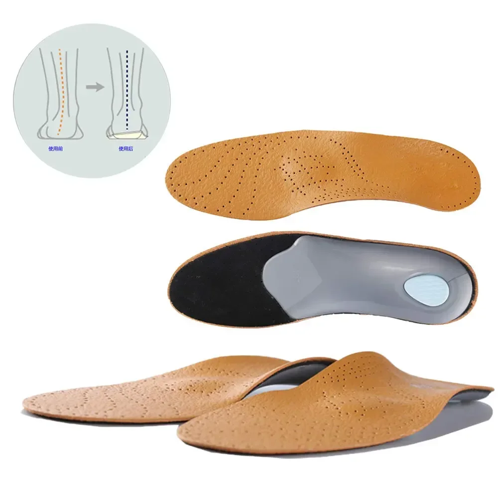 Leather Orthotic Insole For Flat Feet Arch Support Orthopedic Shoes Sole Insoles For Feet Men Women Children O/X Leg Corrected