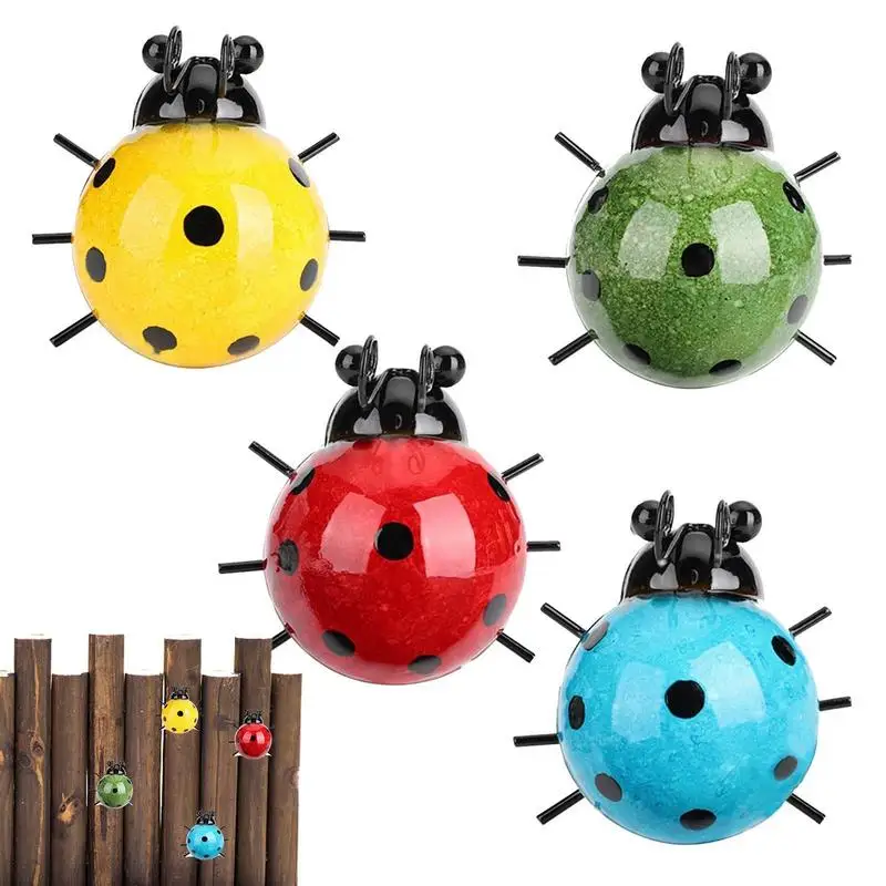 Pcs Set Metal Cute Coccinelle Splendidamente Bling Color Garden Fence Wall Art Decoration Sculture Da Parete Per Esterni