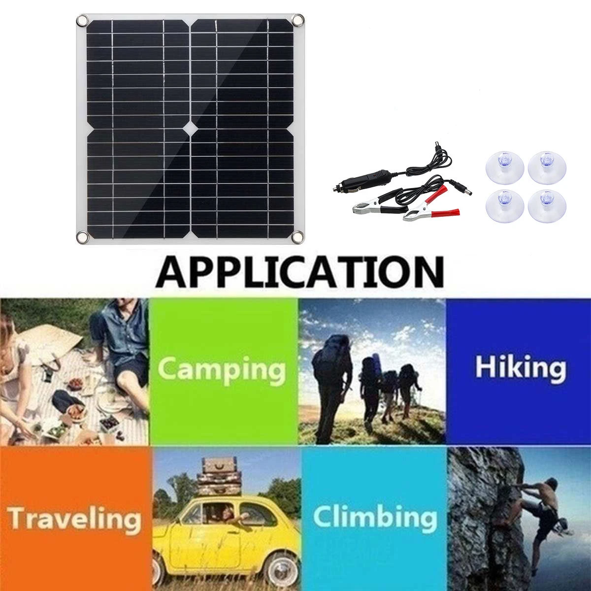 12V Solar Panel Camping Kit Plate Car Accessory Generator With Panels Set Charge Sine Wave Inverter Power energia solar