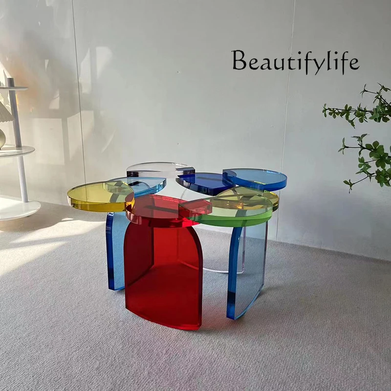 

Fashion Design Creative Acrylic Color Stitching Tea Table