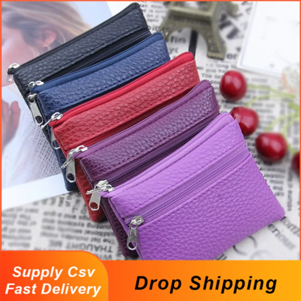 Fashion Leather Women Coin Purse Small Wallet Change Coin Pouch Mini Zipper Money Clip Bags