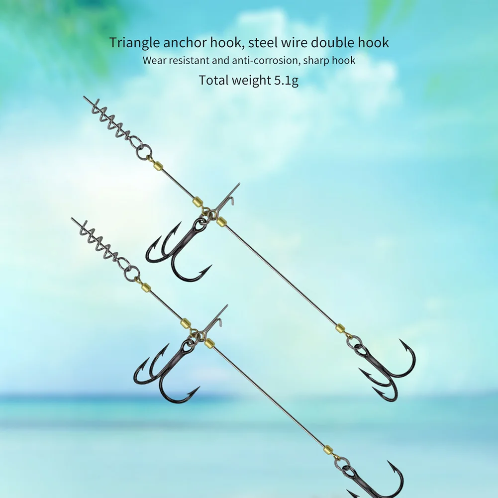 Stinger Fishing Rig Hook Fishing Hook Pike Stinger Rigs Multi-Depth Screw Rigging Kit for Soft Bait Fishing Lure Swimbait