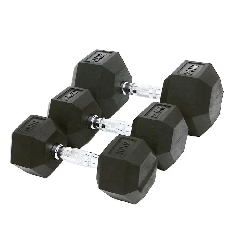 Rubber Round Dumbbell Exercise 5kg 7kg 10kg Dumbbells Home Gym Hex Dumbbell SetCheap Price