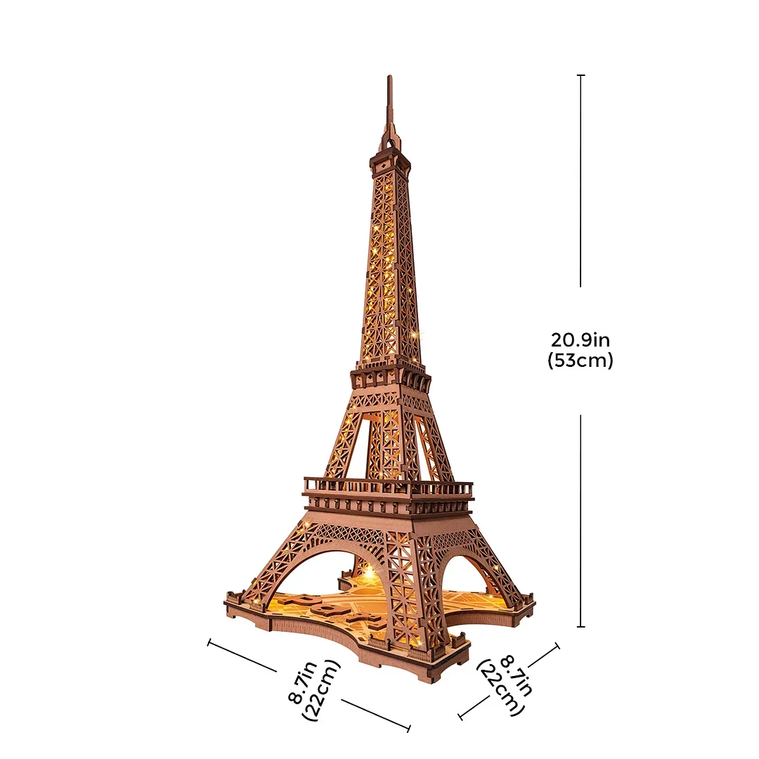 Robotime Rolife Night of the Eiffel Tower 3D Wooden Puzzle for Teens Adult Miniature Views of Famous Buildings Toys Decoration 6