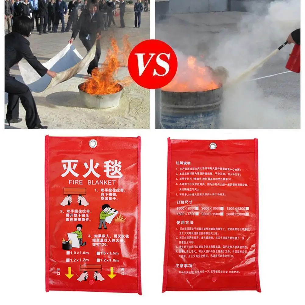 Fiberglass Fire Blanket 1M * 1M Fire Blanket Fighting Fire Extinguishers Glass Fibre Tent Emergency Survival Military Blanket Shelter Safety Cover