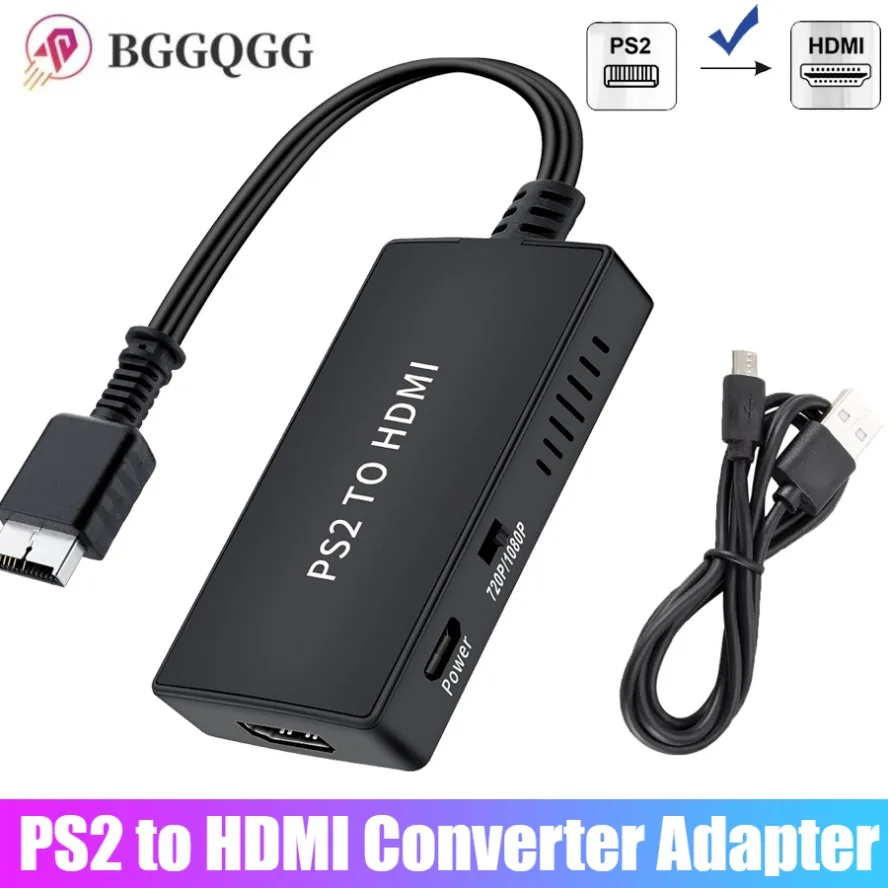 Adaptateur de convertisseur PS2 vers HDMI, convertisseur vidéo PlayStation2 vers HD, câble adaptateur vidéo pour jeux, prend en charge PC, tous les Modes d'affichage PS2