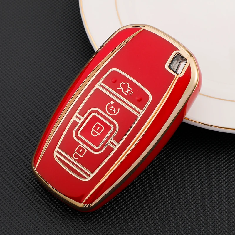 Zinc Alloy Leather Car Key Fob Case Cover For Lincoln Navigator Continental MKZ