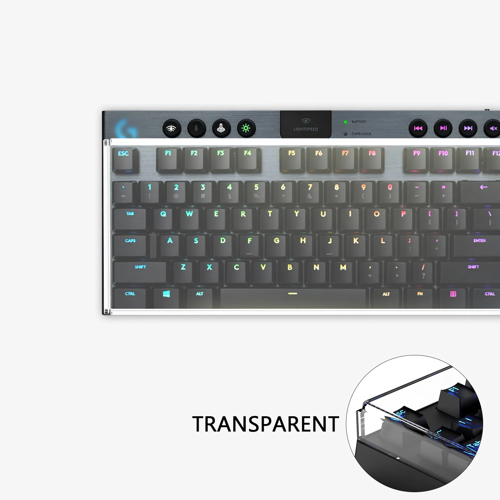 Housse Clavier Mécanique Acrylique Transparent Geekria - Pour Clavier Gaming TKL 87 Touches, Compatible Logitech, Razer, Etc. - 13