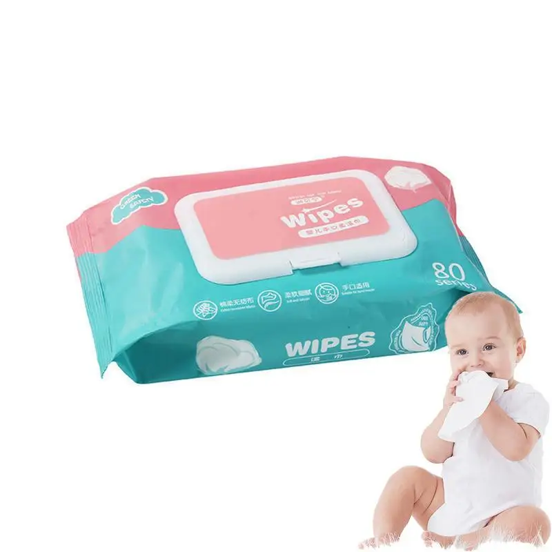

Toddler Mouth Wipes 80pcs Soft Hand And Mouth Wipes For Kids Purified Water Wipes Wet Pads Skin-Friendly For Road Trip Playing