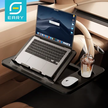 Eary Vassoio da scrivania per volante per auto per laptop Vassoio per alimenti per mangiare con portabevande Accessori per auto da viaggio multiuso per uomo