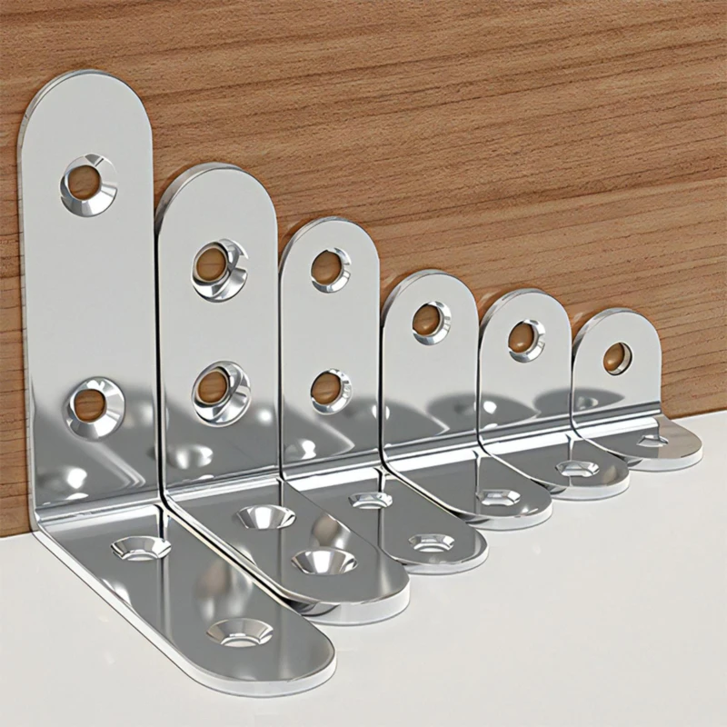 Stainless Steel L Shaped Corner Brace Metal L Right Angle Connector Brackets for Furniture Cabinet Support Frame Shelf Fasteners stainless steel angle bracket furniture hardware angle bracket angled furniture hardware angle connector