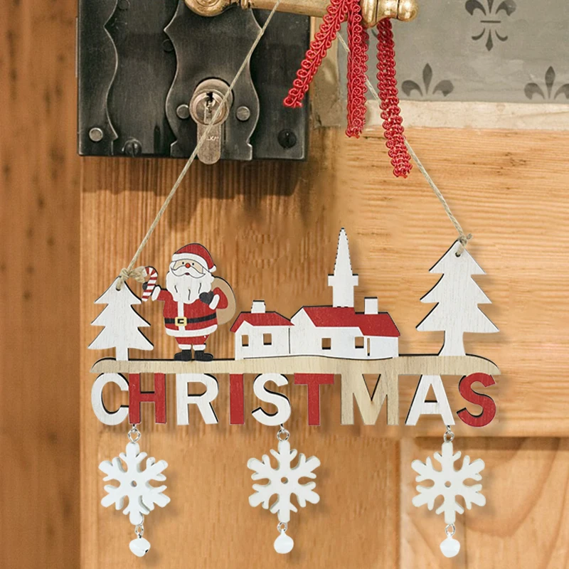 

Wooden Christmas Door Hanging Oranments Letter Sign Pendant Merry Xmas Decoration For Home Navidad Noel Gift Happy New Year 2024