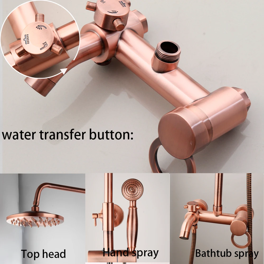 Bathroom Shower Set Rainfall Bath Shower Systerm 3 Functions Mixer W/Hand Faucet Bathtub Tap shower set