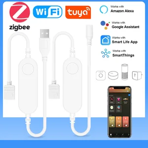 Умный светодиодный контроллер Zigbee RGB RGBW, регулятор яркости Wi-Fi для светодиодных лент, умных вещей, 5 В, 12 В, 24 В постоянного тока